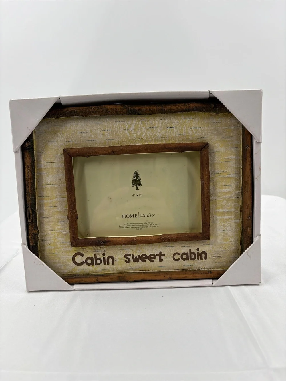Cabin Sweet Cabin Rustic Wood Picture Frame - Cream/Brown
